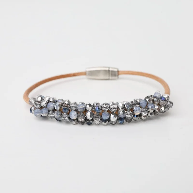 Ladies bracelets anniversary picks-Blue & Silver Crystals Bracelet