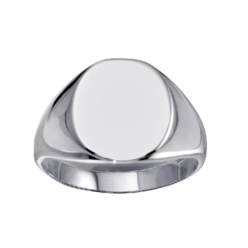 Ladies rings creative pieces-High Polished 925 Sterling Silver Oval Engravable Ring - SOR00034