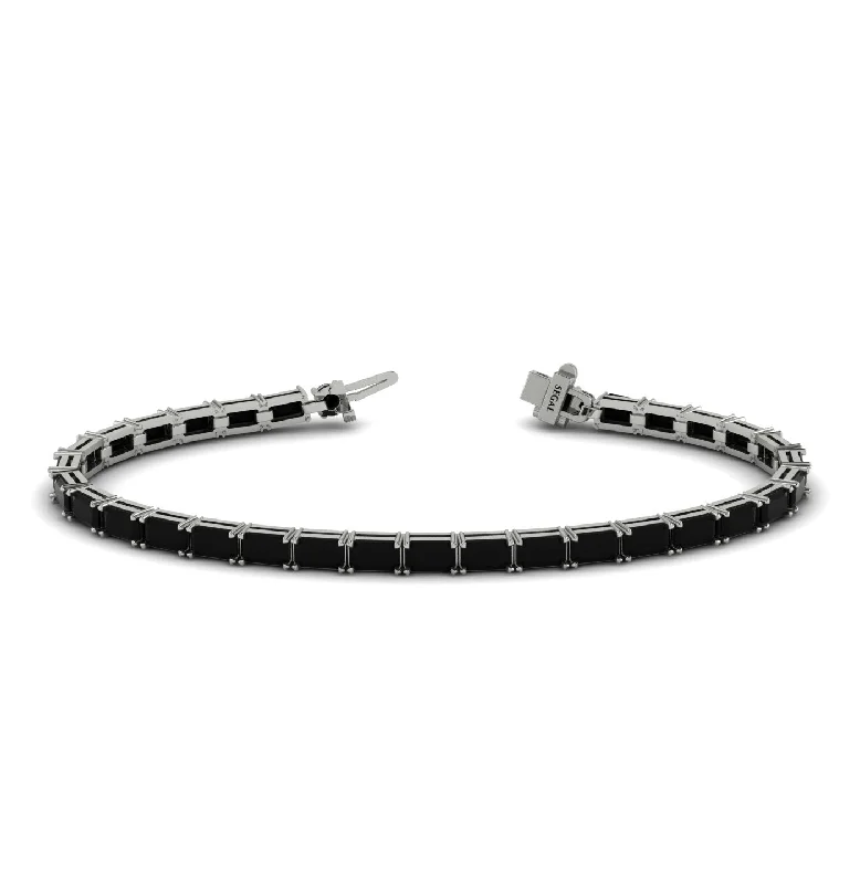 Ladies bracelets Christmas designs-Emerald Cut Black Diamond Tennis Bracelet - Rachel No. 9