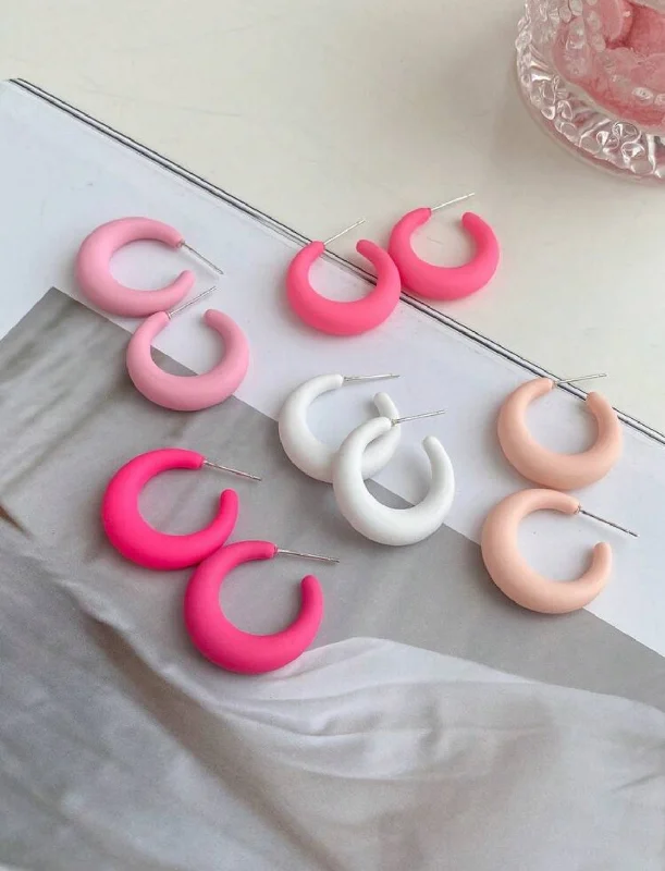 Ladies rings custom options-Set of 5 Pink Hue Earrings