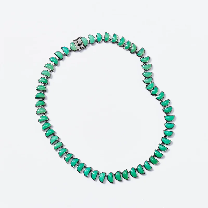 Large Chrysoprase Worm Riviere Necklace