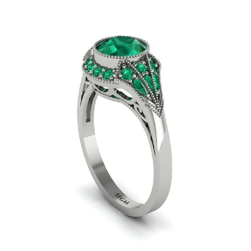 Ladies engagement rings hypoallergenic-Emerald Vintage-Inspired Besel Engagement Ring - Makenzie No. 21