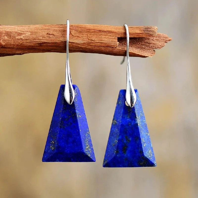 Ladies rings limited editions-Graceful Lapis Lazuli Earrings