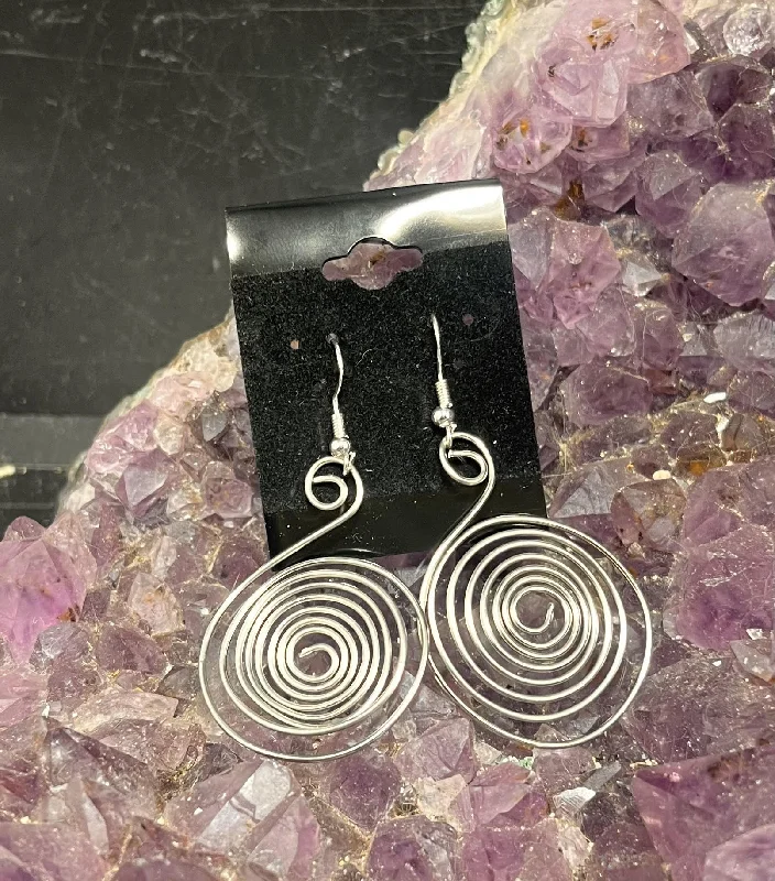 Ladies rings anniversary styles-Stainless Steel Spiral Handmade Earrings