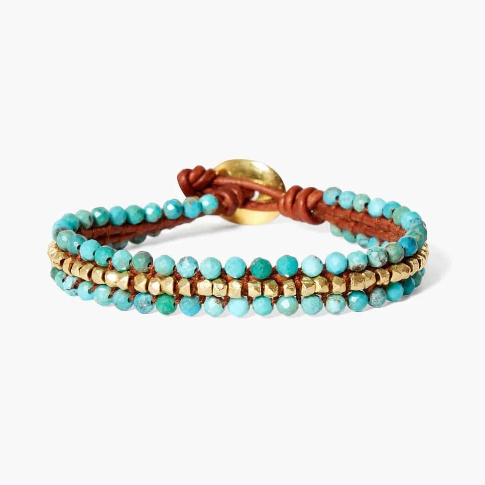 Ladies bracelets memory keepsakes-Koa Wrap Bracelet Turquoise Mix