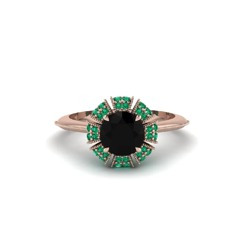 Ladies engagement rings punk flair-Emerald Crown Halo Engagement Ring - Annie No. 23