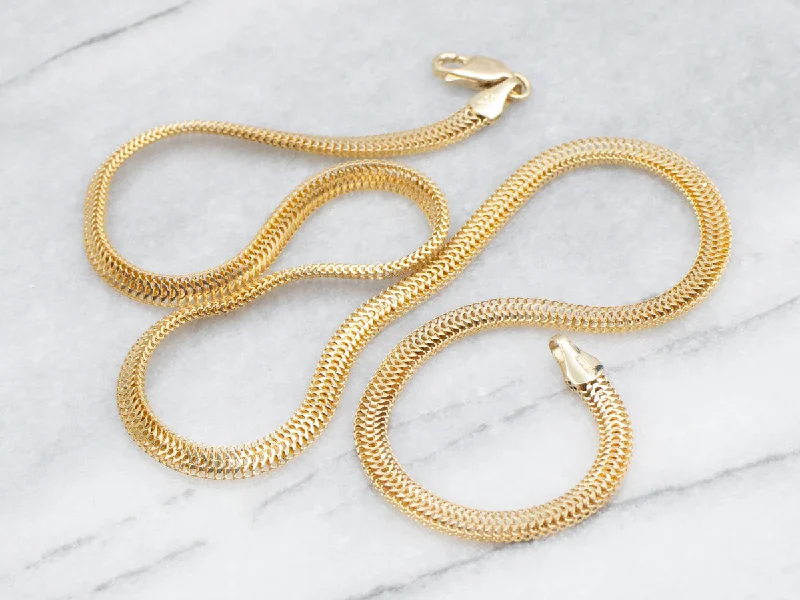 Wide Woven Gold Chain Necklace