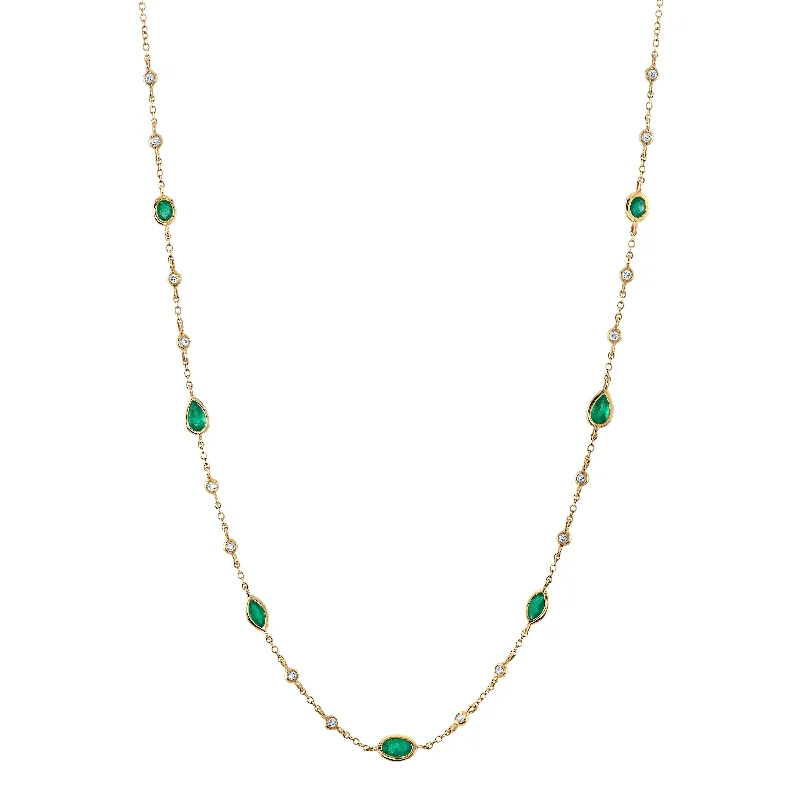 Emerald Diamond Strand Necklace