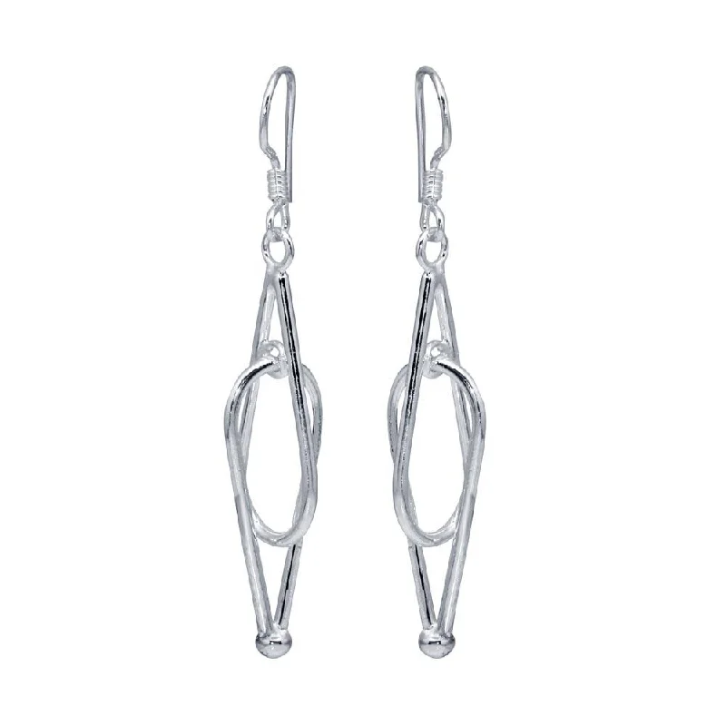 Ladies rings unique designs-Silver 925 Rhodium Plated Two Teardrop Dangling Hook Earrings - DSE00010