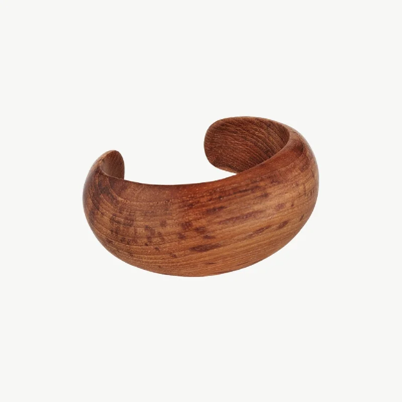 Ladies bracelets gold-plated-Mvule Statement Teak Cuff Bracelet