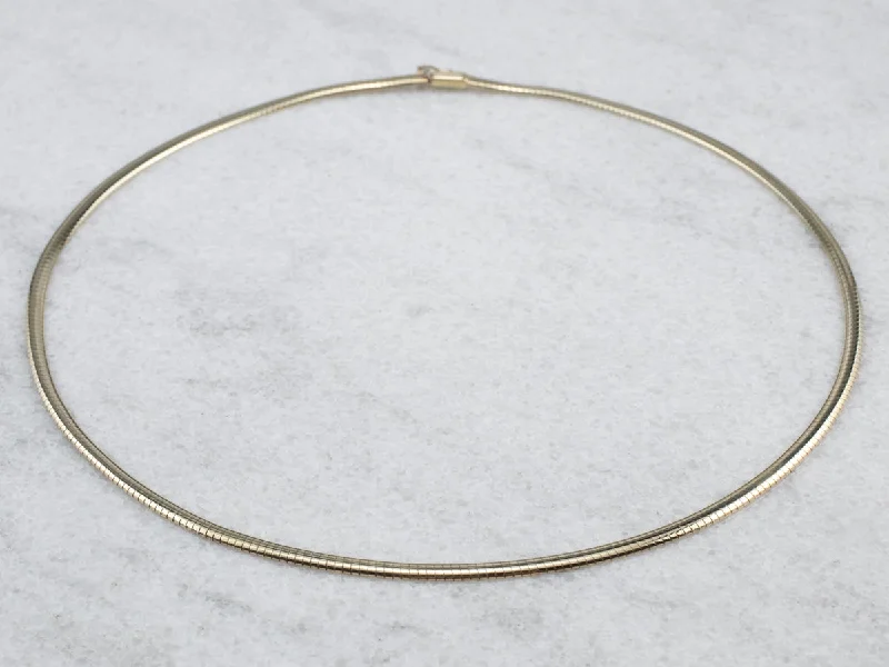 Flat Omega Gold Chain Necklace