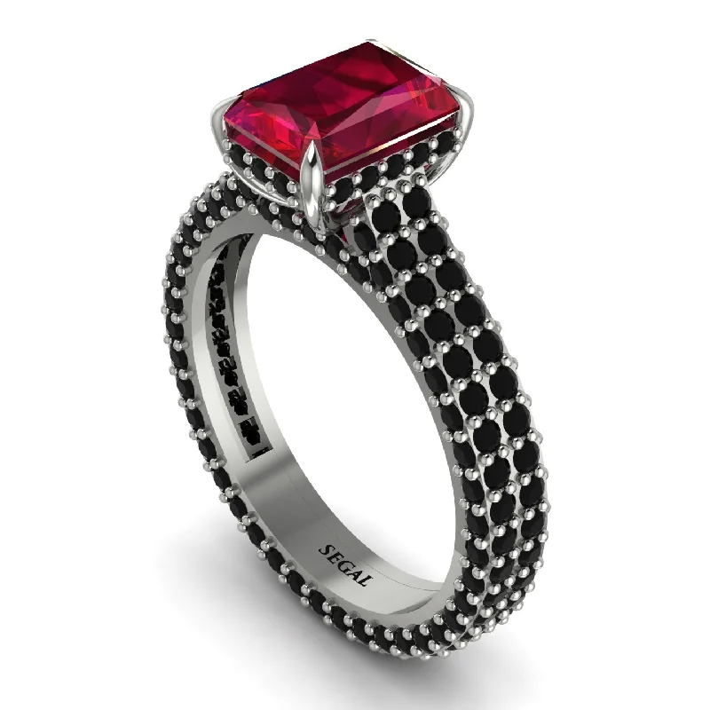 Ladies engagement rings premium options-Radiant Cut Ruby Pave Engagement Ring - Kenzie No. 42