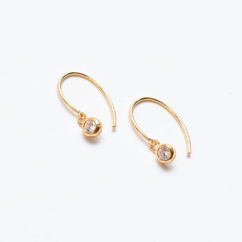 Ladies rings office elegance-Gold Vermeil Oval Hook Earrings With Drop