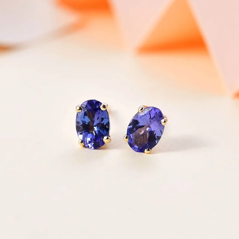 Ladies rings holiday gifts-10k Yellow Gold Premium Tanzanite Earrings