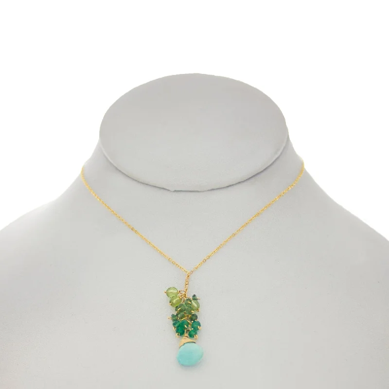 Shamrock Green -  Turquoise Drop Cluster Necklace