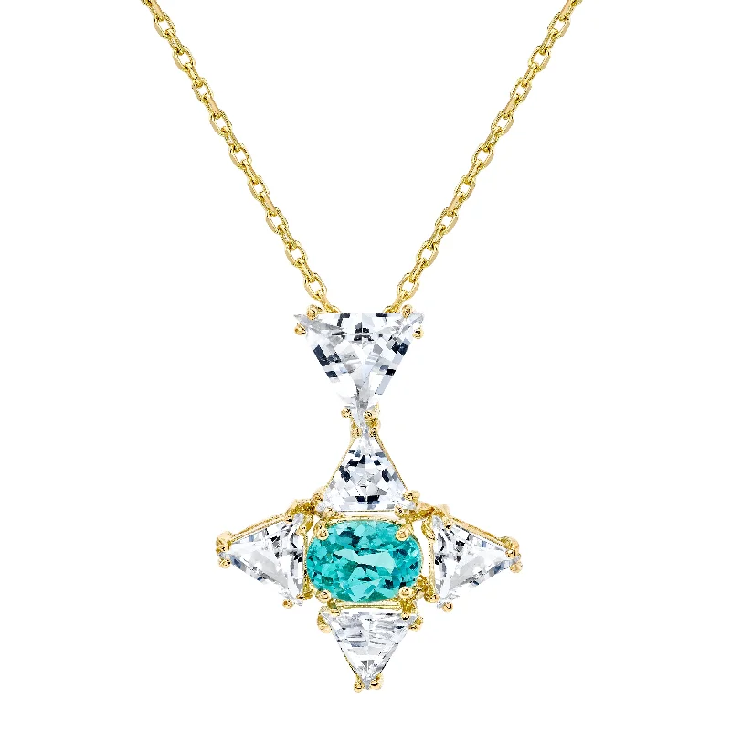 Aqua Apatite Starlight Pendant Necklace