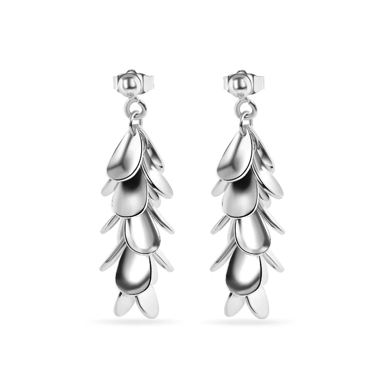 Ladies rings price options-Clearance-Silver 925 Rhodium Plated Multi Black Flat Circle Dangling Earrings - STE00196