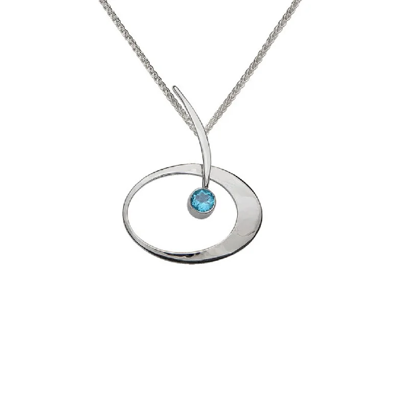 Blue Topaz Sterling Silver Pendant Necklace