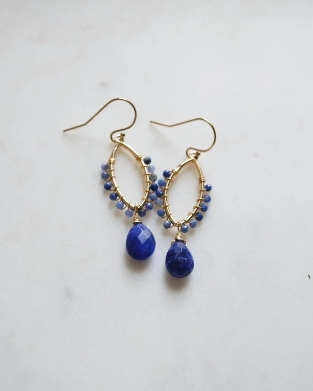 Ladies rings designer brands-Blue sapphire ritual earrings