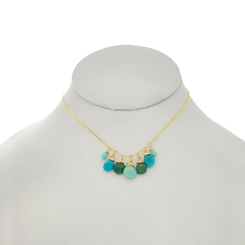 Arizona Blue - Turquoise and Emerald Drops Necklace