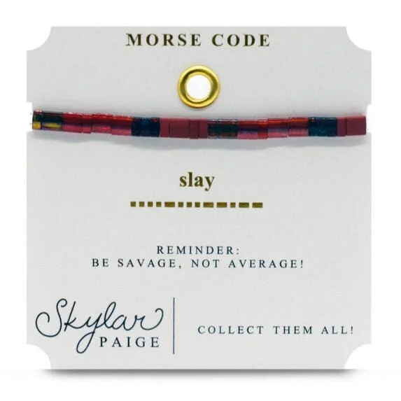 Ladies bracelets bangle designs-Slay - Morse Code Tila Beaded Bracelet