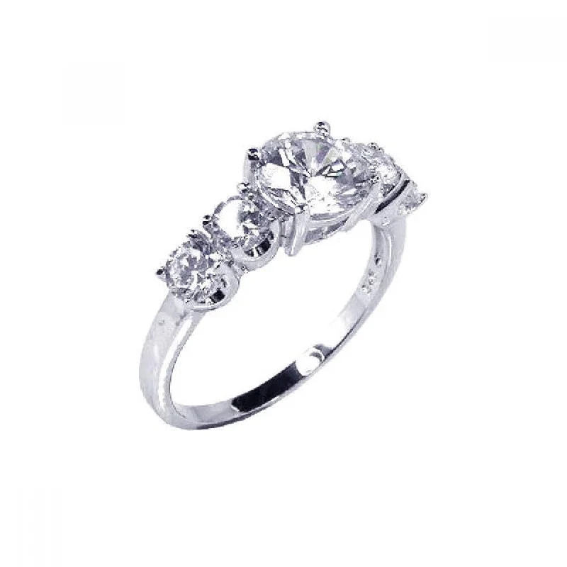 Ladies rings investment value-Silver 925 Rhodium Plated 5 Set CZ Stone Ring - STR00361