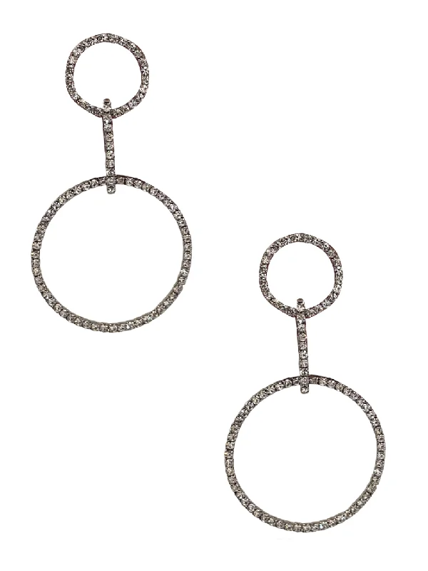 Ladies rings Mother’s Day-Silver Circle Drop CZ Earrings