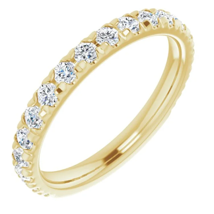 Ladies rings geometric shapes-14K Yellow 3/4 CTW Natural Diamond French-Set Anniversary Band