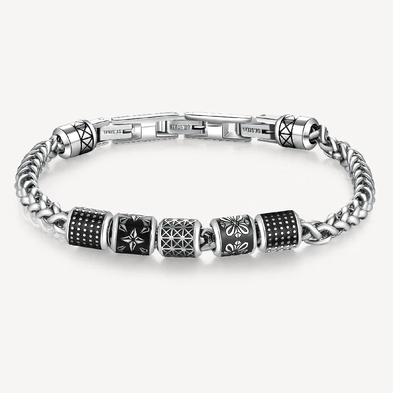 Ladies bracelets synthetic jewels-Stainless Steel and Enamel Bead Bracelet