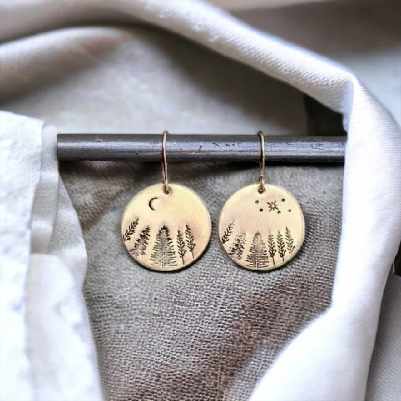 Ladies rings girlfriend surprises-Beautiful Gold Starlit Tree Earrings