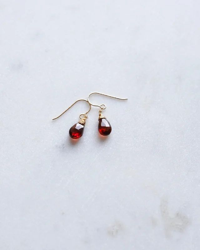 Ladies rings geometric shapes-Garnet drop earrings