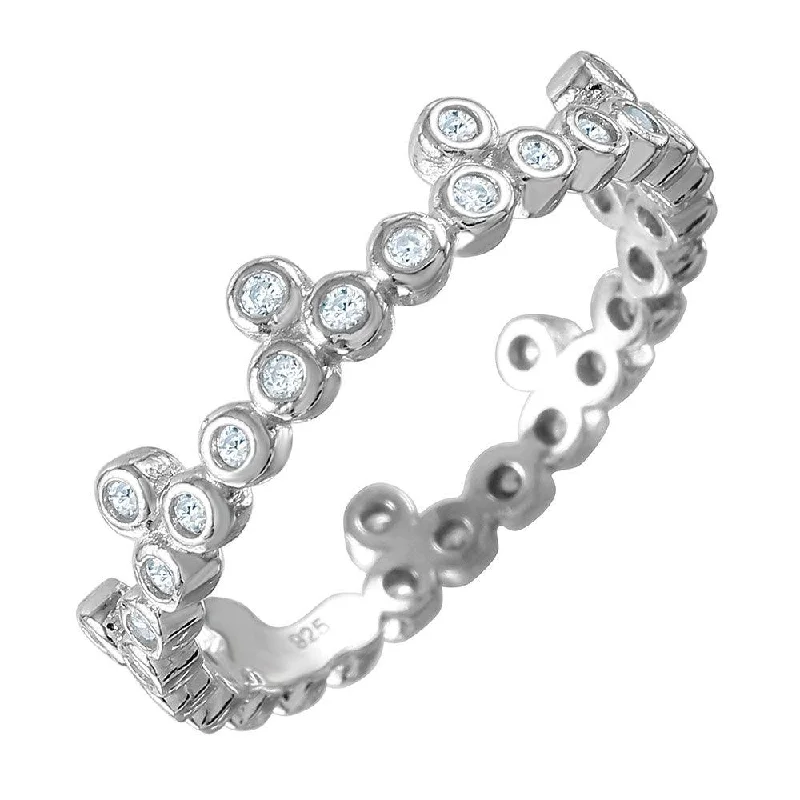 Ladies rings European flair-Silver 925 Rhodium Plated CZ Stackable Eternity Ring - GMR00075