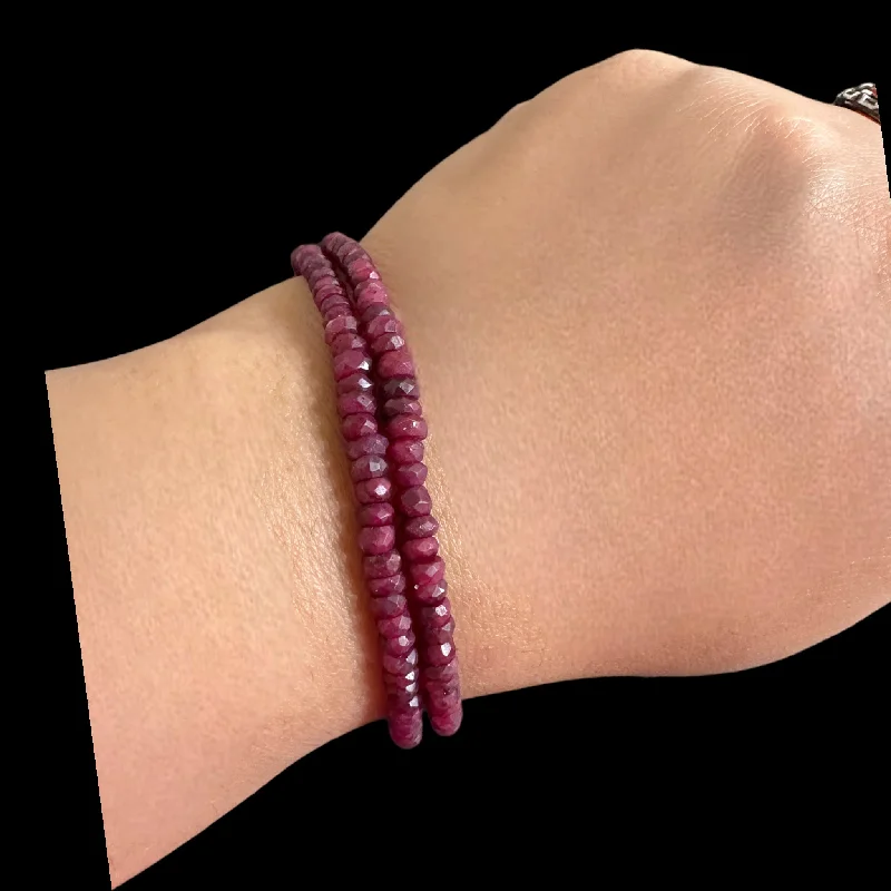 Ladies bracelets boho vibes-Ruby beads bracelet ( SHIPS IN 4 WEEKS )