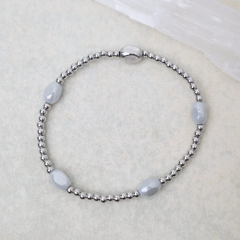 Ladies bracelets white gold-Here & There Pop Of Color Bracelet in Glacier Grey & Stainless Steel