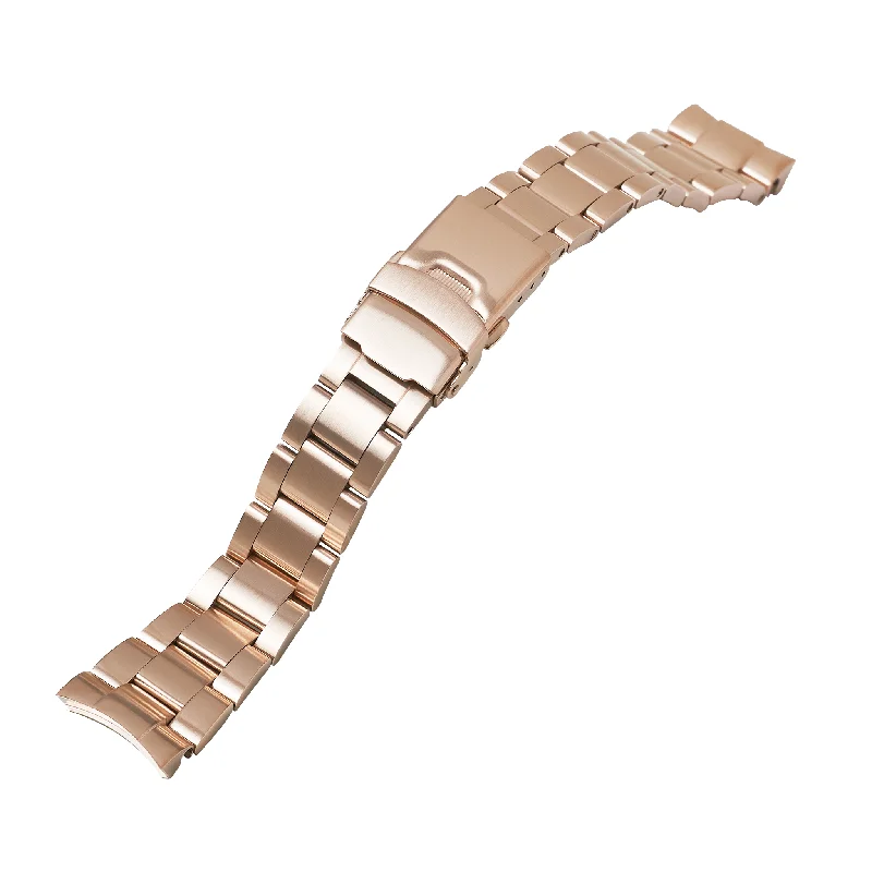 Ladies bracelets unique designs-NMK926/935 Nautilus Watch Bracelet: Oyster Rose Gold Brushed Finish