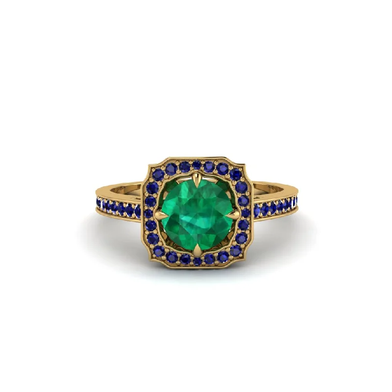 Ladies engagement rings dream designs-Emerald Cathedral Halo Engagement Ring - Luciana No. 64