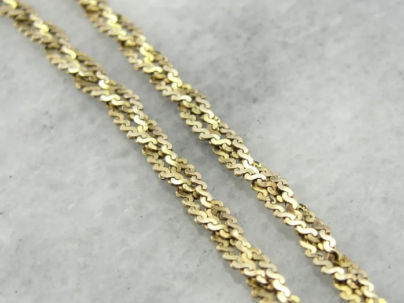 Fancy Yellow Gold Braided Chain Necklace