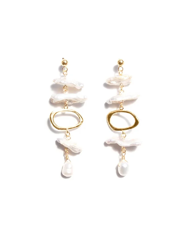 Ladies rings birthday surprises-Biwa Gold Earrings