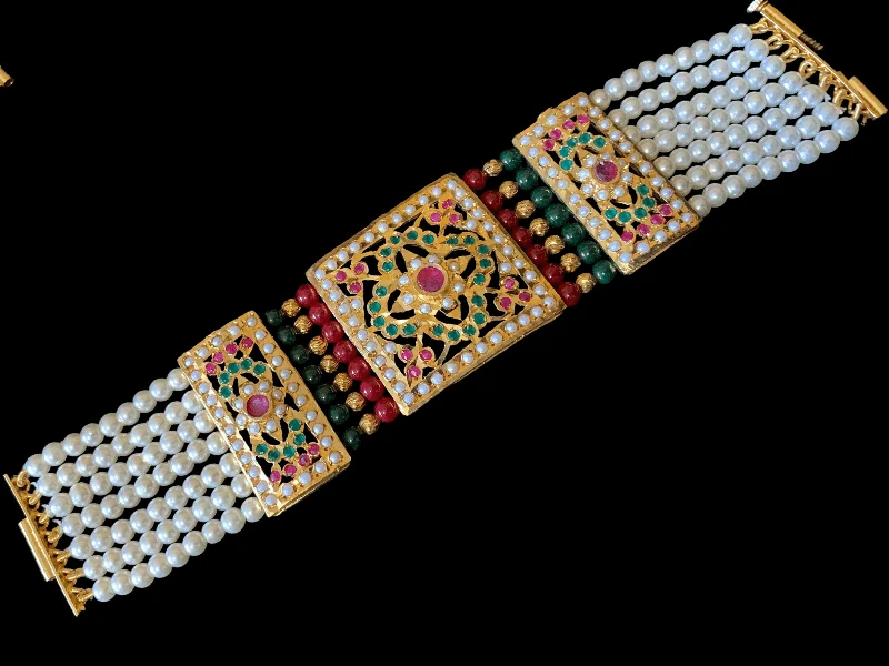 Ladies bracelets elegant looks-B65 Saira Jadau bracelet in ruby green (READY TO SHIP)