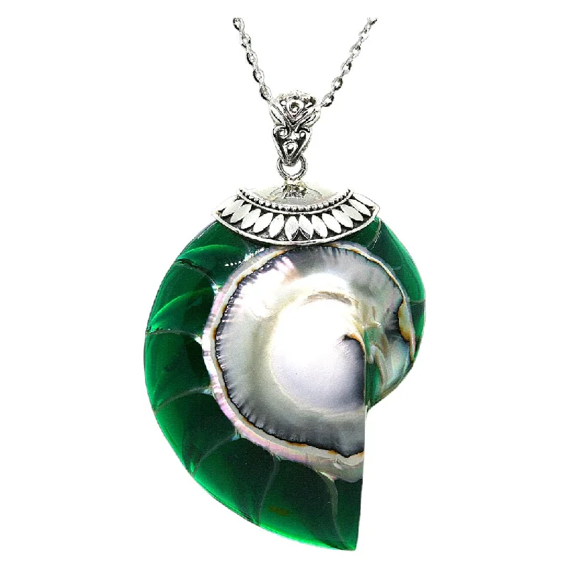 Green Natural Nautilus Pearl Shell Necklace